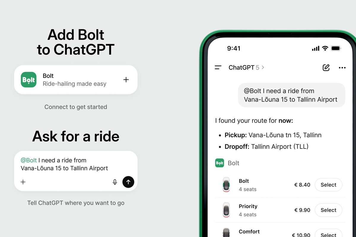 Bolt is nu beschikbaar in ChatGPT: taxirit boeken via een gesprek met AI