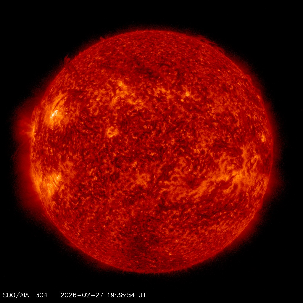 Klik voor vergroot De zon nu — NASA SDO AIA 304